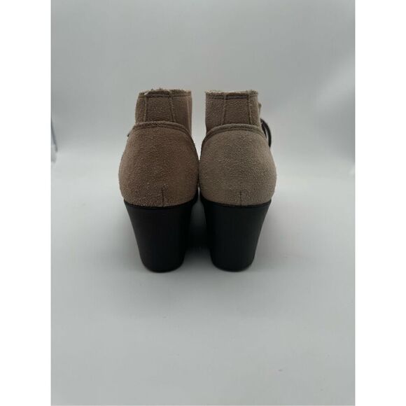 Crocs Boots Womens 7.5 Leigh Lace Up Wedge Heels Ankle Booties 203419 Gray Suede - Picture 4 of 5